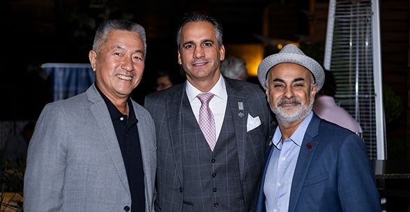The announcement of the Thunderbird/ASU-UAG Center of Excellence in Mexico was met with significant support from Thunderbird alumni, partners, thought leaders, industry experts, government representatives and visionaries, signifying a momentous meeting of critical stakeholders to propel impact across Latin America. Pictured from left: Jimmy Masrin, co-chair of the Thunderbird Global Alumni Network; Juan Carlos Leaño Del Castillo, administrative vice president at UAG; and Sanjeev Khagram, director general an